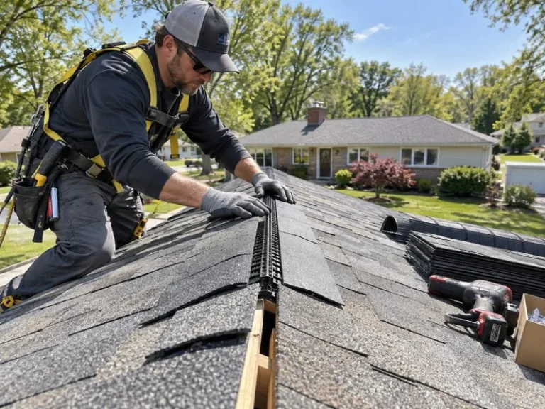 Roofer in Willingboro NJ installing a new asphalt shingle roof